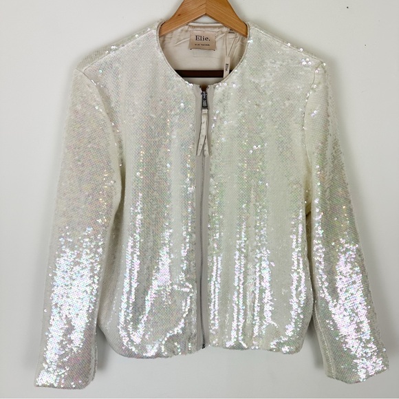 NWT Elie Tahari Sequin Bomber Jacekt - Picture 2 of 11